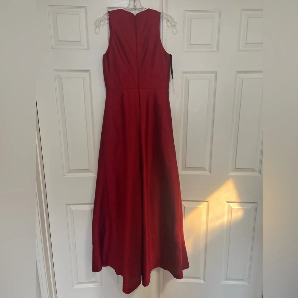 ALFRED SUNG‎ Sleeveless Pleated Skirt Red Long Formal Gown Dress Pockets prom 10 - Picture 5 of 13